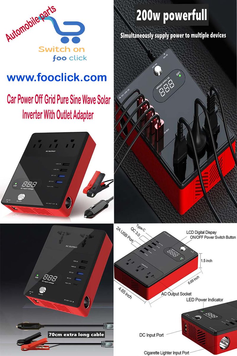 FooClick1's tweet image. Fooclick is a known as electronic commerce, refers to the buying and selling of goods and services. Car Power Off Grid Pure Sine Wave Solar 200W Inverter With Outlet Adapter.
fooclick.com/product/car-po…
#200W #Carpoweroffgrid #Inverter200W #Outletadapter #Puresinewave #Solar