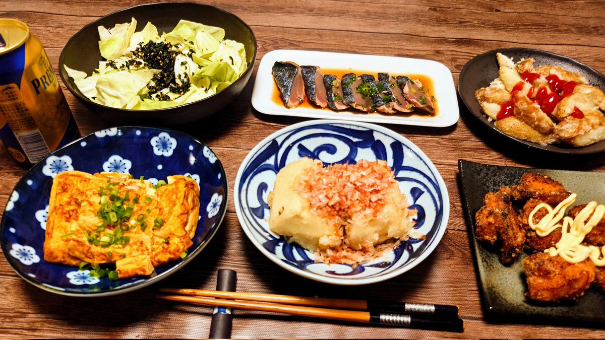 居酒屋に行ったら食べたいやつを作って家で飲んでました🍻🍻🍻#おうちごはん　#料理好きな人と繋がりたい https://t.co/7IsFclOuGG