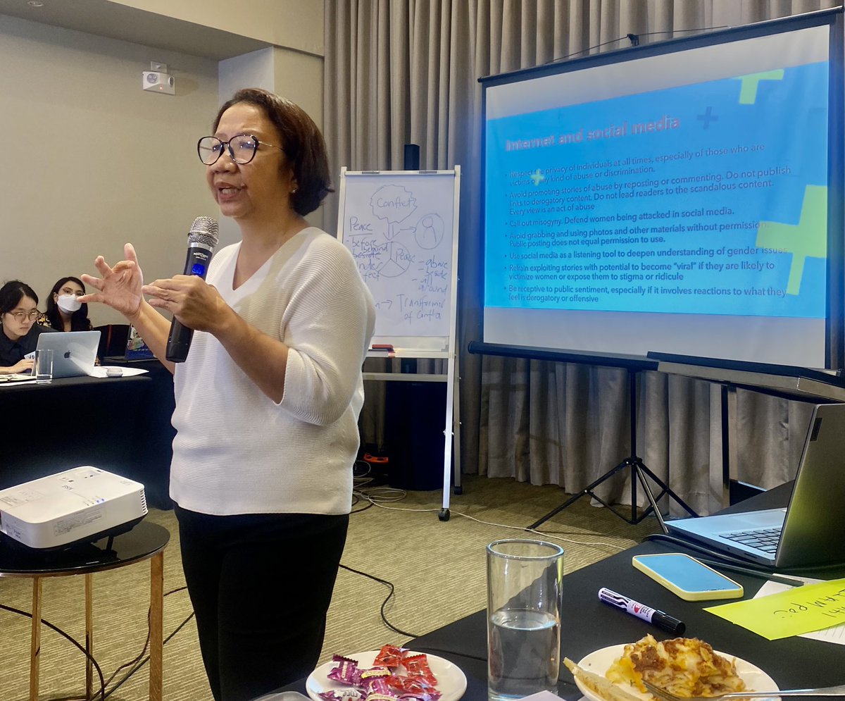 Somehow we internet & social media users ignore this rule : avoid promoting stories of abuse by reposting or commenting. -Rowena Paraan, Training Director of Philippines Center for Investigative Journalism- @unwomenasia @gnwp_gnwp  #Media4WPS #WPSASEAN #ASEANRPAWPS