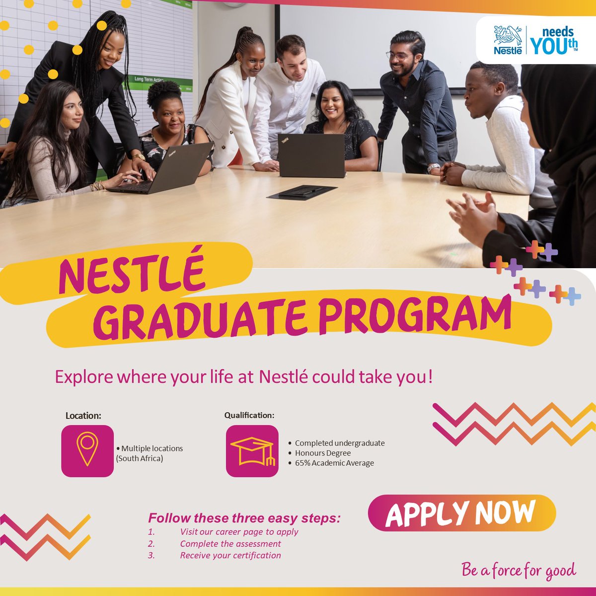 NestleESAR's tweet image. 📢 Calling All Graduates!
🎓Exciting News!
Our new Graduate intake is open! Opportunities in engineering, finance, marketing, HR, supply chain, and more.
Apply today! Search for jobs at spr.ly/6012PyxRa
#GraduateProgram #CareerOpportunities