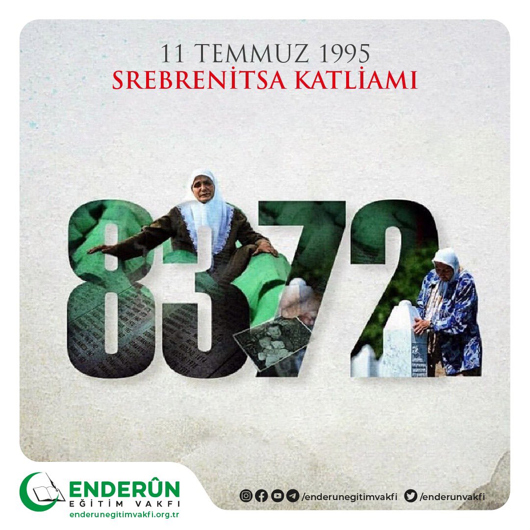 ZekiSoyak's tweet photo. Srebrenitsa'yı Unutma!
Tarihe Srebrenitsa Katliamı olarak geçen vahşetin 28. yıldönümü.
8.000'den fazla şehit olan kardeşimize Rabbimizden rahmet diliyoruz.
#EnderunEğitimVakfı
#Srebrenitsa https://t.co/Qus1W6ZlNM