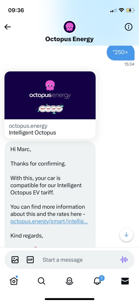 marcsgavin's tweet photo. @OctopusEnergy can you please respond as I only joined to benefit from the EV rate and supposedly good communication!! No response after my EV was not on the list to qualify…you told me it was…so I joined….now nobody will communicate 🤔 https://t.co/zalIOUyiAr