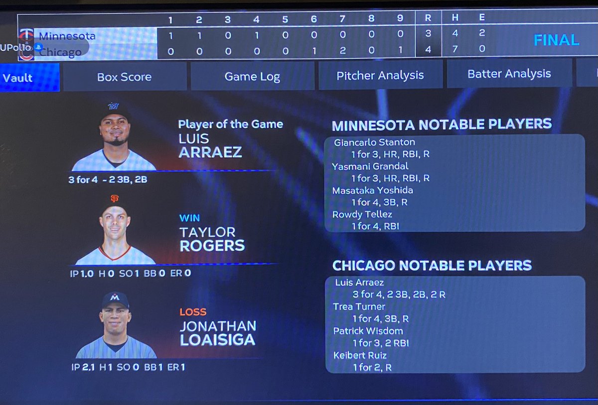 ASB_Cubs's tweet photo. Game 12 - On a game where it seemed things would not go The Cubs way, the team rallied behind 2 Luis Arraez triples and superb work by new addition, Alex Lange, found The Cubs able to walk things off on a sacrifice fly in the bottom of the 9th. #5GameWinStreak #ASB https://t.co/mM0vZEJxj6