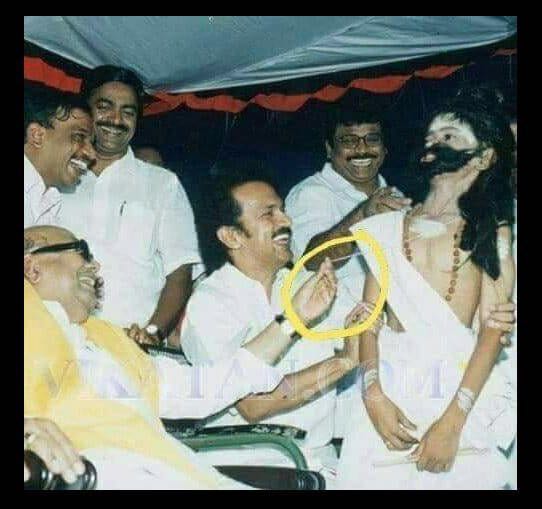 Mrsinha's tweet photo. -Long time ago Karunanidhi &amp; his son Stalin along with their supporters were seen mocking Hinduism
-Now CM Stalin gets a man arrested for merely sharing a real video of a bishop dancing with a girl

Secularism is all about mocking Hinduism, appeasing other communities! https://t.co/vMotlNJ9gC
