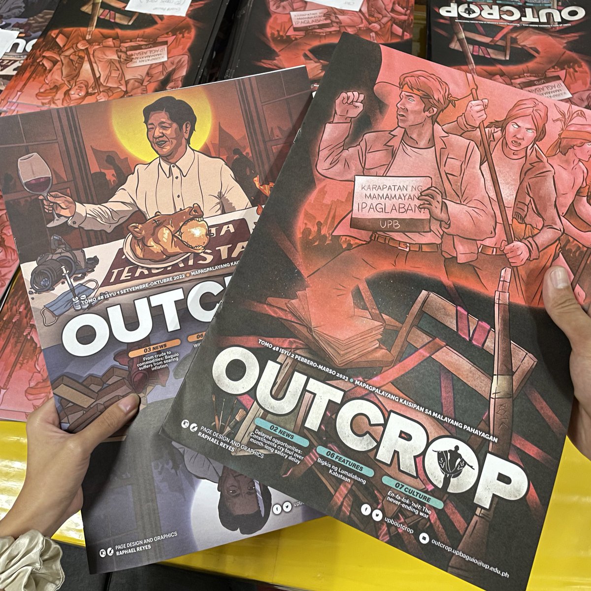 upboutcrop's tweet photo. OUTCROP’S PRINTED ISSUES ARE OUT NOW

Grab your copies of our September-October and February-March issues at the Outcrop office, the cafeteria, or at stations in CAC, CSS and CS.

Mapagpalayang kaisipan sa malayang pahayagan! https://t.co/XphBMYToKP