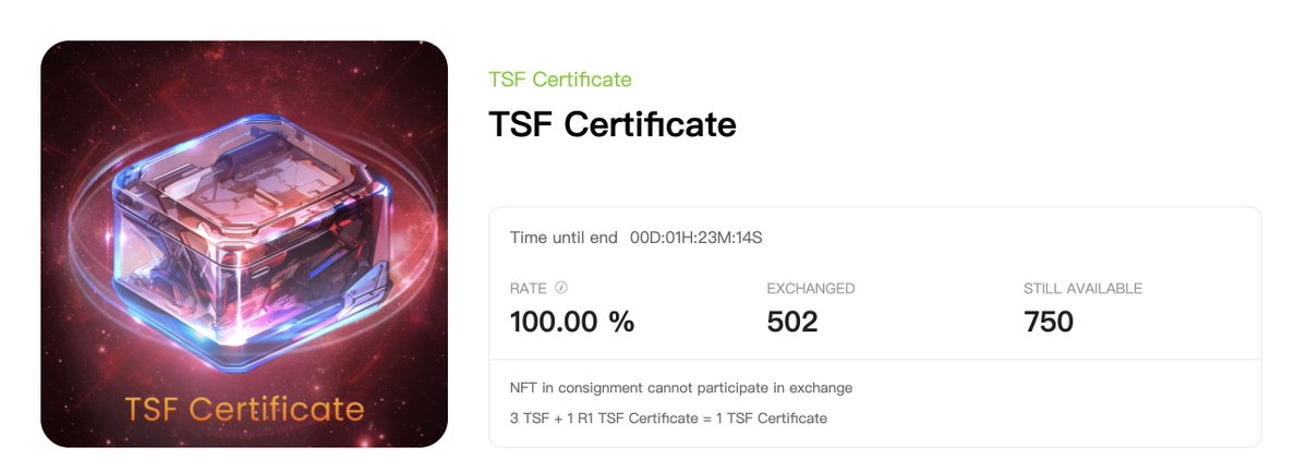Only left 200 TSF Certificate
The next round will open in 2 hr