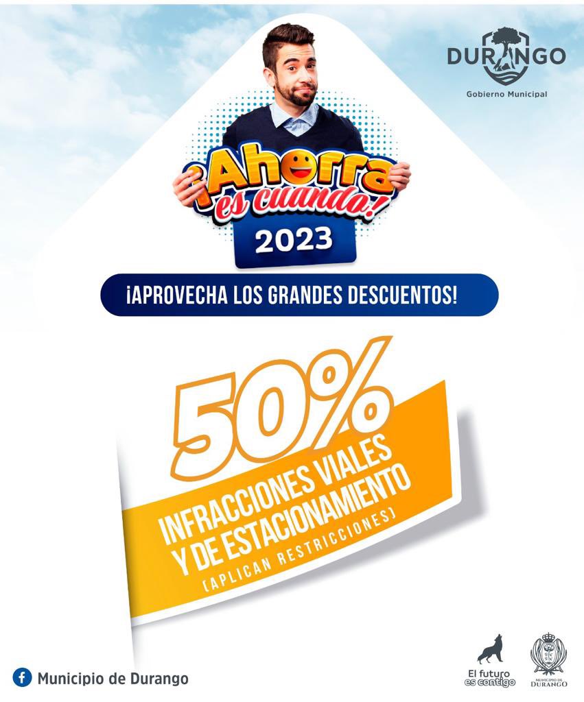 ➡️ No olvides que ✅ aún puedes ponerte al corriente a bajo costo.

Aprovecha el 5️⃣0️⃣% en infracciones viales. 

#AhorraEsCuando 👍