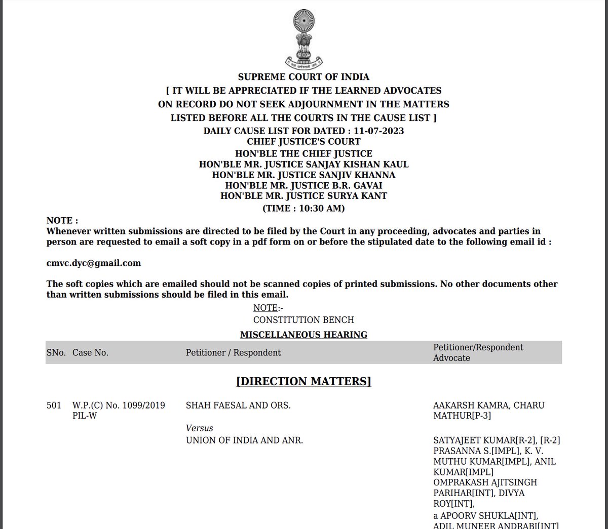 WeAreJKYP's tweet photo. A 5-judge Constitution Bench of the #SupremeCourt to consider today a batch of petitions challenging the dilution of #Article370 of the Constitution which resulted in the abrogation of the special status of Jammu and Kashmir in August 2019.  #JammuAndKashmir https://t.co/cWEgDEsIQw