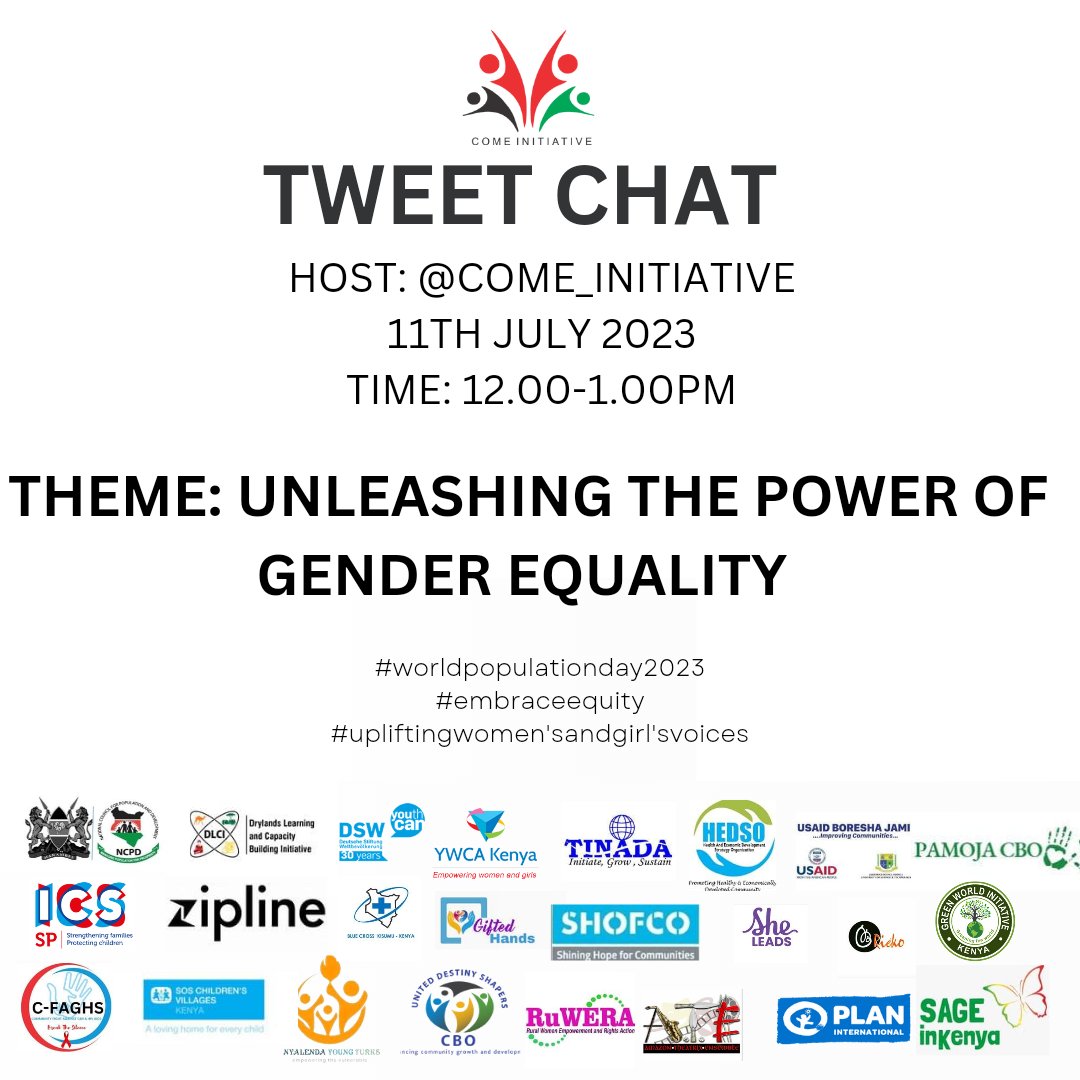 COME Initiative (@come_initiative) on Twitter photo Join <a href="/come_initiative/">COME Initiative</a> today as we commemorate #worldpopulationDay2023 through an engaging conversation in the spirit of unleashing the power of gender equality
#EmbraceEquity
#upliftingwomenandgirlsvoices Join <a href="/come_initiative/">COME Initiative</a> today as we commemorate #worldpopulationDay2023 through an engaging conversation in the spirit of unleashing the power of gender equality
#EmbraceEquity
#upliftingwomenandgirlsvoices