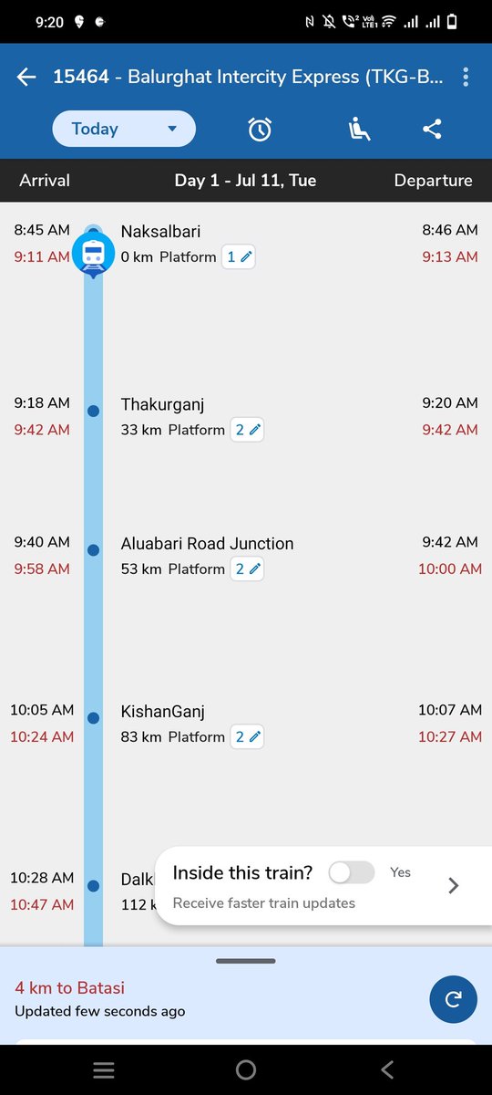 pappunakhat's tweet photo. .@RailNf .@drm_kir महोदय नौकरीपैश��� लोगो की मज़बूरी देखिये रोज रोज लेट हो रही #15464 सिलीगुड़ी बलूरघाट एक्सप्रेस,  सैकड़ो लोगो के नौकरी पर संकट छा गया है, इस ट्रेन को #SGUJ से सात बजे सुबह किया जाए .@PMOIndia .@RailMinIndia .@AshwiniVaishnaw . https://t.co/7uTawtmoEO