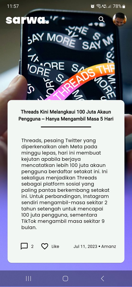 SarwaApp's tweet photo. Sarwa Hari Ini
https://t.co/g9rOrobJId
- Threads kini melangkaui 100 juta akaun pengguna
- Jangka hayat purata lelaki Malaysia menurun kepada 70.8 tahun
- Saintis bangunkan bateri pertama yang dikatakan tidak toksik
- BMW melancarkan cermin mata pintar untuk penunggang motosikal https://t.co/HKGmGpXKac