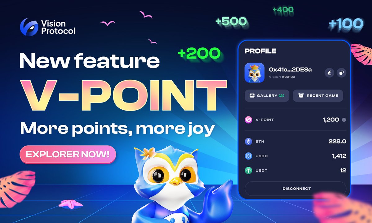 🏖️ Unlock the excitement with V-Point!

Join Tournaments, invite friends &amp; get exclusive roles on Discord to earn more V-Points.

The more points you accumulate, the more surprises you’ll get on Vision Protocol. 

👉 Explore now: go.vp.xyz/twitter