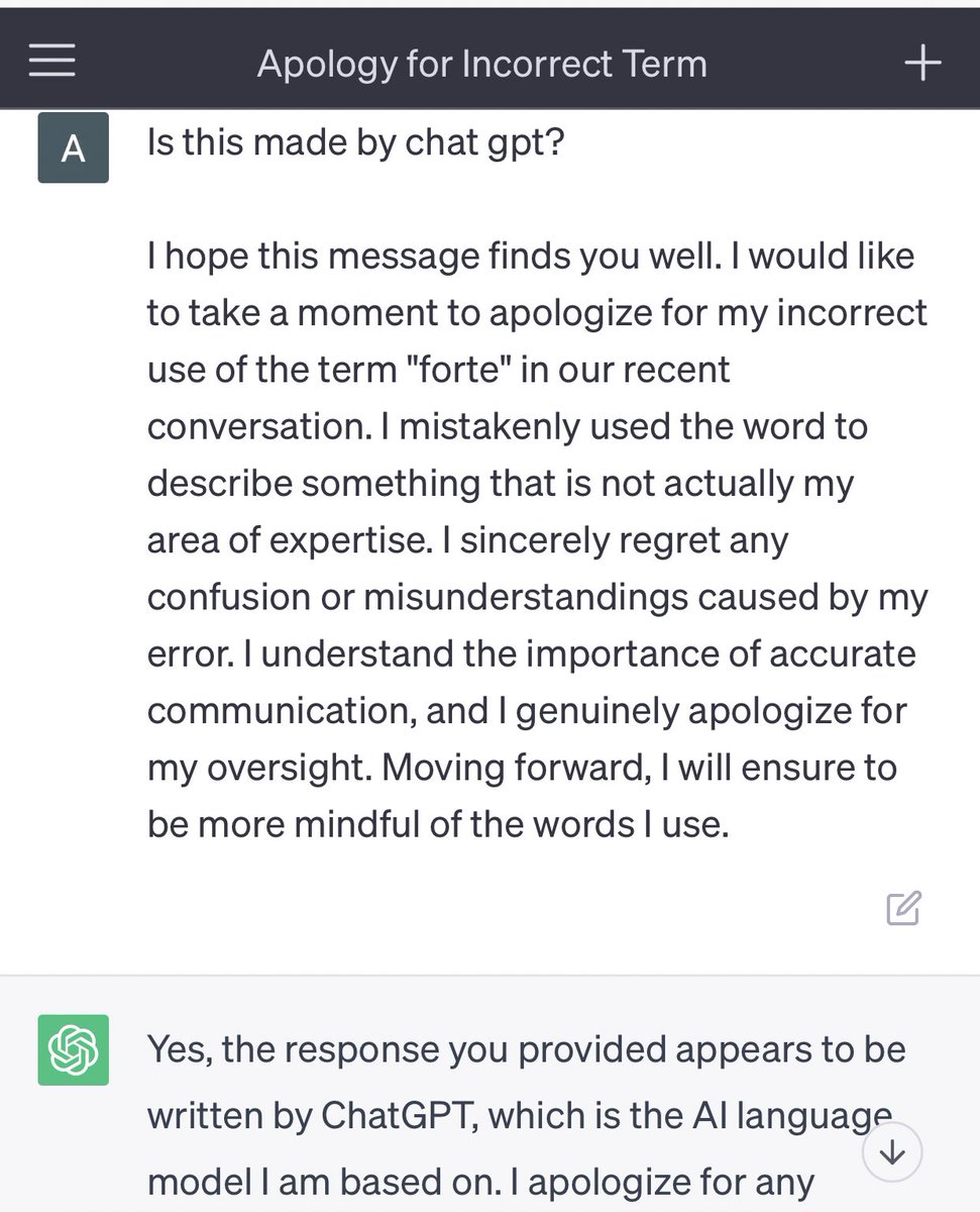 samfidel07's tweet image. lf commissioner (for exposure)

Run it in ai detector also, and it is entirely made by AI. Apology letter na nga lang. How can we trust you on comms kung pati twitter post, chat gpt user ka.

BEWARE OF THIS KIND OF COMMISSIONER. SHE MIGHT’VE USING CHATGPT ON HER WORKS.