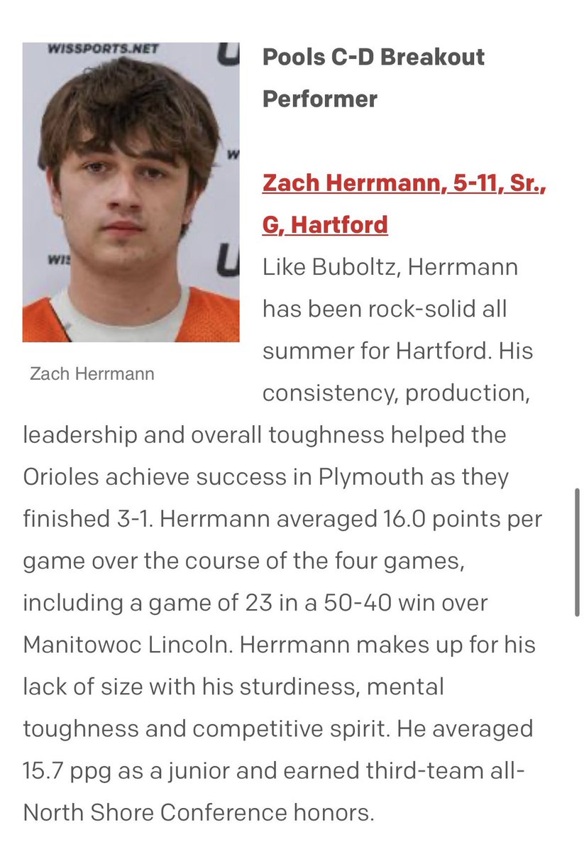 Congrats to <a href="/ZachHerrmann_1/">Zach Herrmann</a> for being named a breakout performer at the #wbyplymouth event this last weekend! Very well deserved! #HartfordHoops
