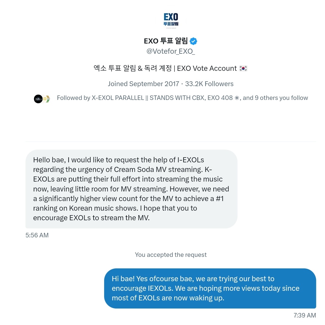 ATTENTION IEXOLs! KEXOL Voting fanbase dmed us & they encourage IEXOLs to stream in YT since we need high views to achieve #1 in Music Shows! Let's do our best! I see fanbases & fan groups doing their best renting cafe & put yt ads to increase views, pls do your part too~ kaja!