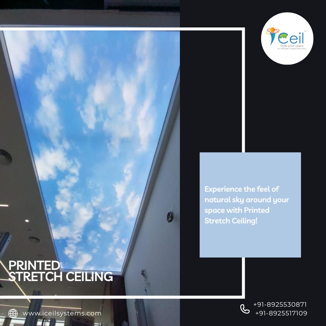 iceilsys's tweet image. Experience the feel of natural sky around your space with Printed Stretch Ceiling!- iceilsystems.com

#stretchceilingdrywall

#stretchceilingusa

#3dstretchceilingwallpaper

#3dstretchceiling

#stretchceilingdesign

#stretchceilingsystem

#stretchceilings

#iceil