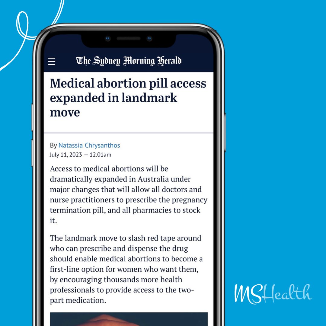 Access to medical abortions will be dramatically expanded in Australia under major changes that will allow all doctors to prescribe the pregnancy termination pill, and all pharmacies to stock it. Read the full story via buff.ly/3pBg6Gn.

#MedicalAbortion #MSHealth