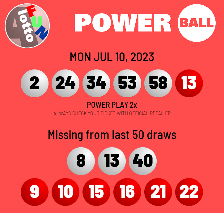 alottofun on Twitter "2023JUL10 675M Powerball draw results No