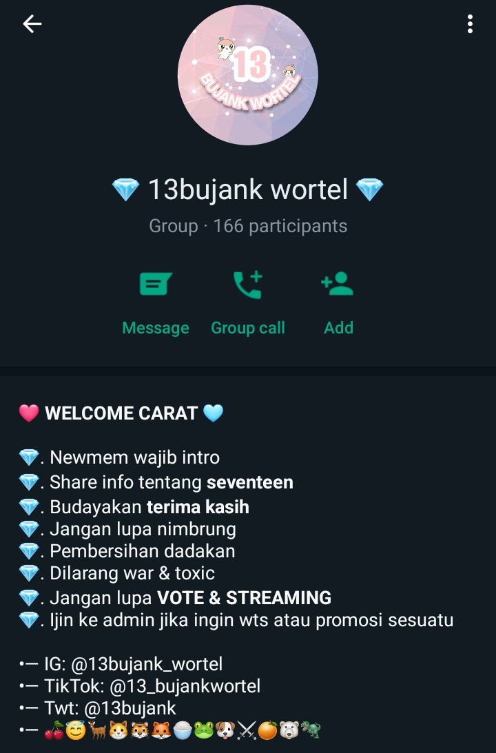 13Bujank's tweet photo. ใ โณโง๏ฝฅ๏พ ๐๐ฎ๐น๐ผ ๐๐ฎ๐ฟ๐ฎ๐
Grup chat 13 ะฒujฮฑnk wฯrtัl lagi open member nih. Di grup ini kita bisa sharing" info tentang seventeen, bisa bertemu sesama carat, dan masih banyak lagi. selain itu kita juga gercep kalau update.
ditunggu kehadirannya ๐
#carat #grupchat #gc https://t.co/wVjff9L4gY