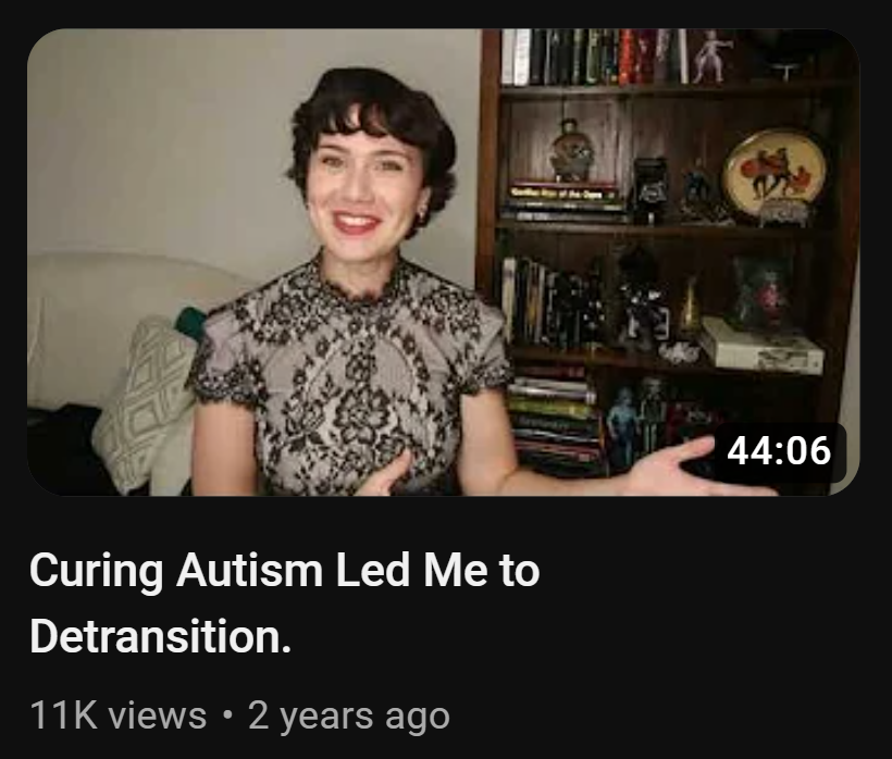 DESTINOOOOOOOO1's tweet photo. "Hmm I should check out the YouTube channel of the detransitioner who was on Four Corners last night." https://t.co/IGqO1V7Qby