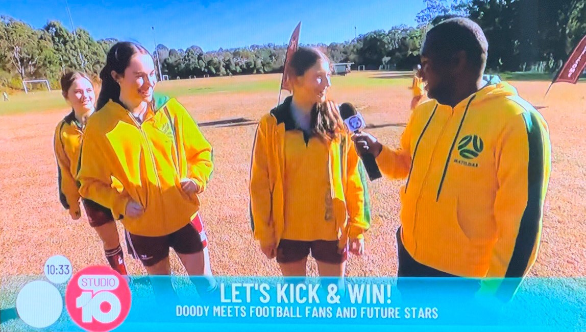 InsideOutPR's tweet photo. The @ManlyValeFC Women's Premier League team spoke to @danieldoody101 from @Studio10au today on all things β½ while showing off their Matildas gear from @bestandless ππ
#bestandless #clientcoverage #publicrelations #sydney #australia https://t.co/kVkjeSlmOw