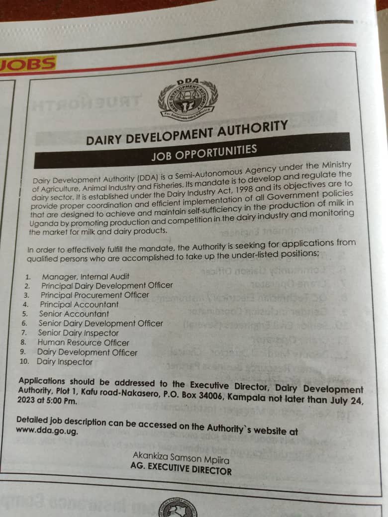 Uganda Veterinary Association (UVA) on Twitter "Jobs in Dairy sector