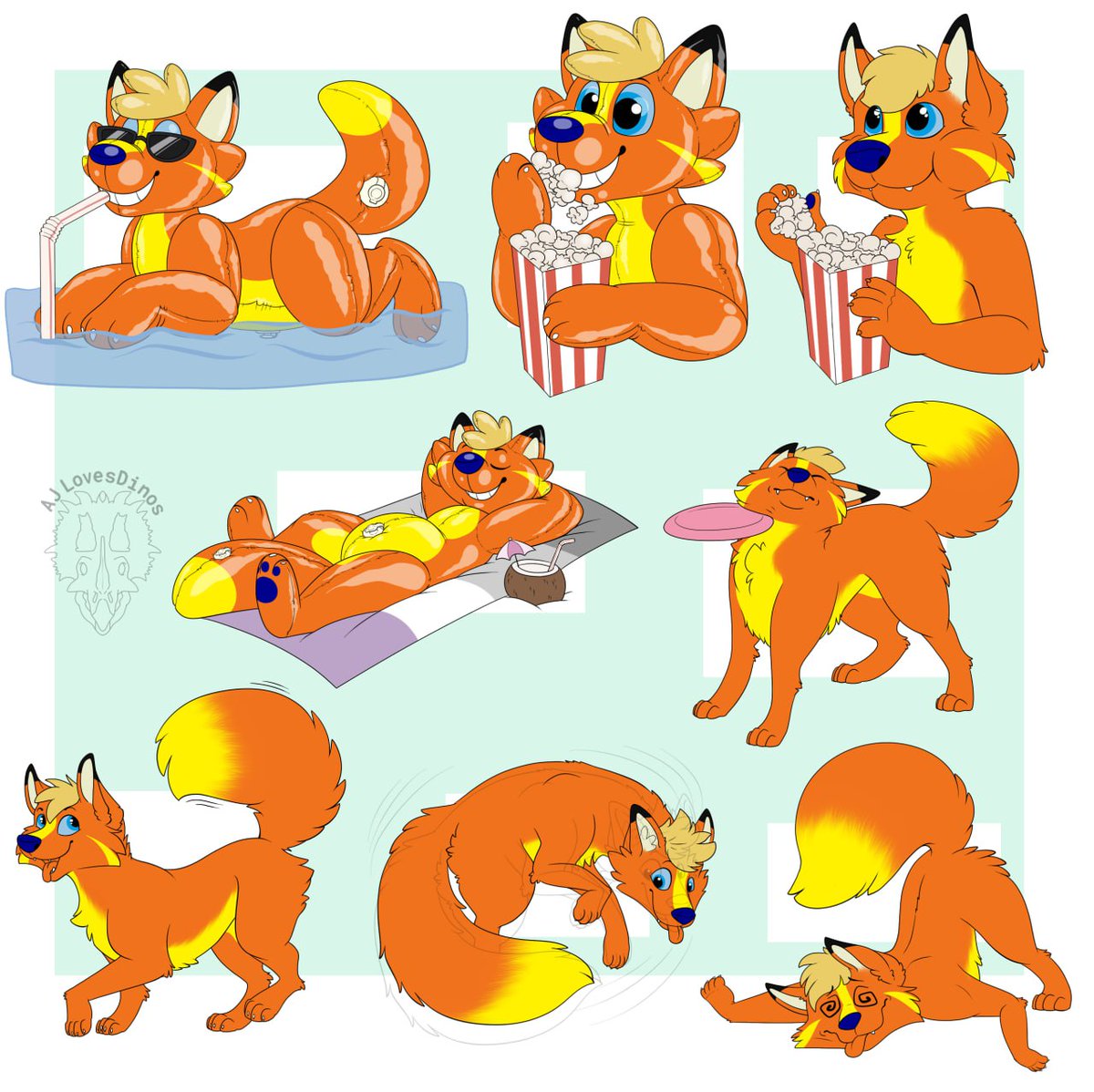 AJ_LovesDinos's tweet photo. Finished telegram sticker commissions for DazziFox!
#Furry #FurryArt #PoolToy https://t.co/plqYz9dimA