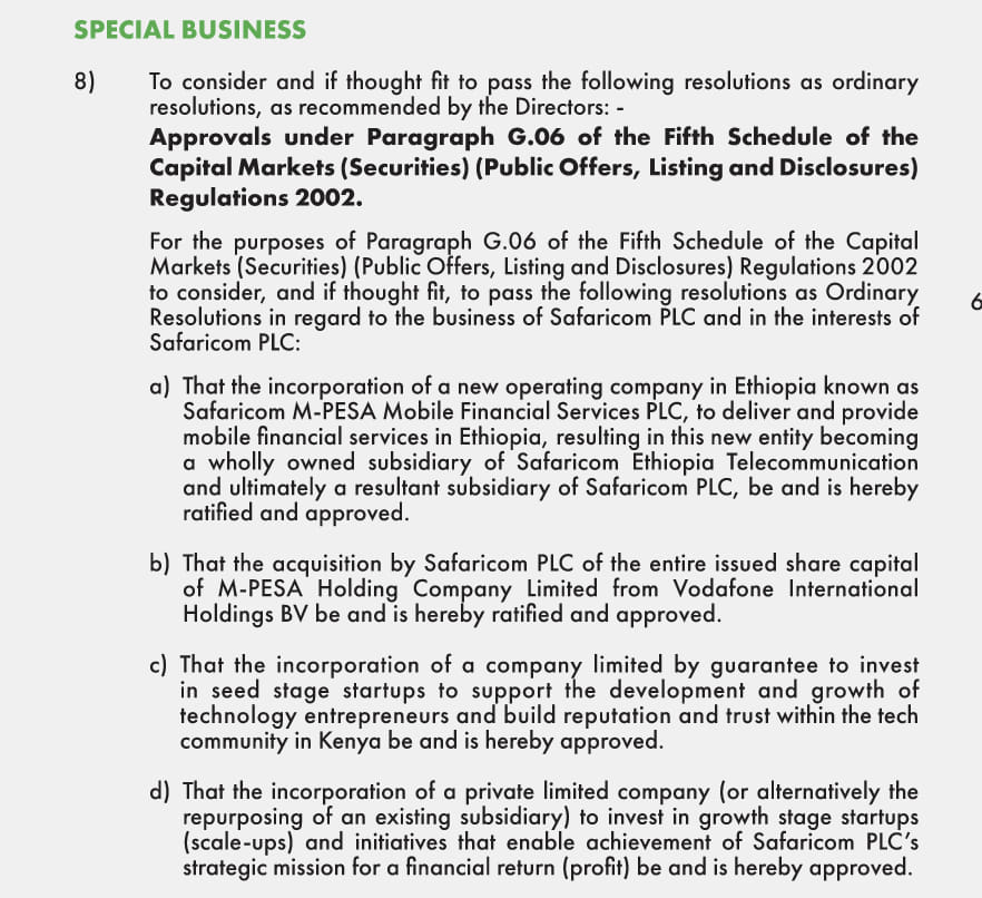 mmnjug's tweet photo. .@SafaricomPLC plans to create 2 venture capital subsidiaries subject to shareholders approval during their 28th July AGM. https://t.co/De6qBeR1Qb via @BD_Africa https://t.co/EXvmbnXy6w