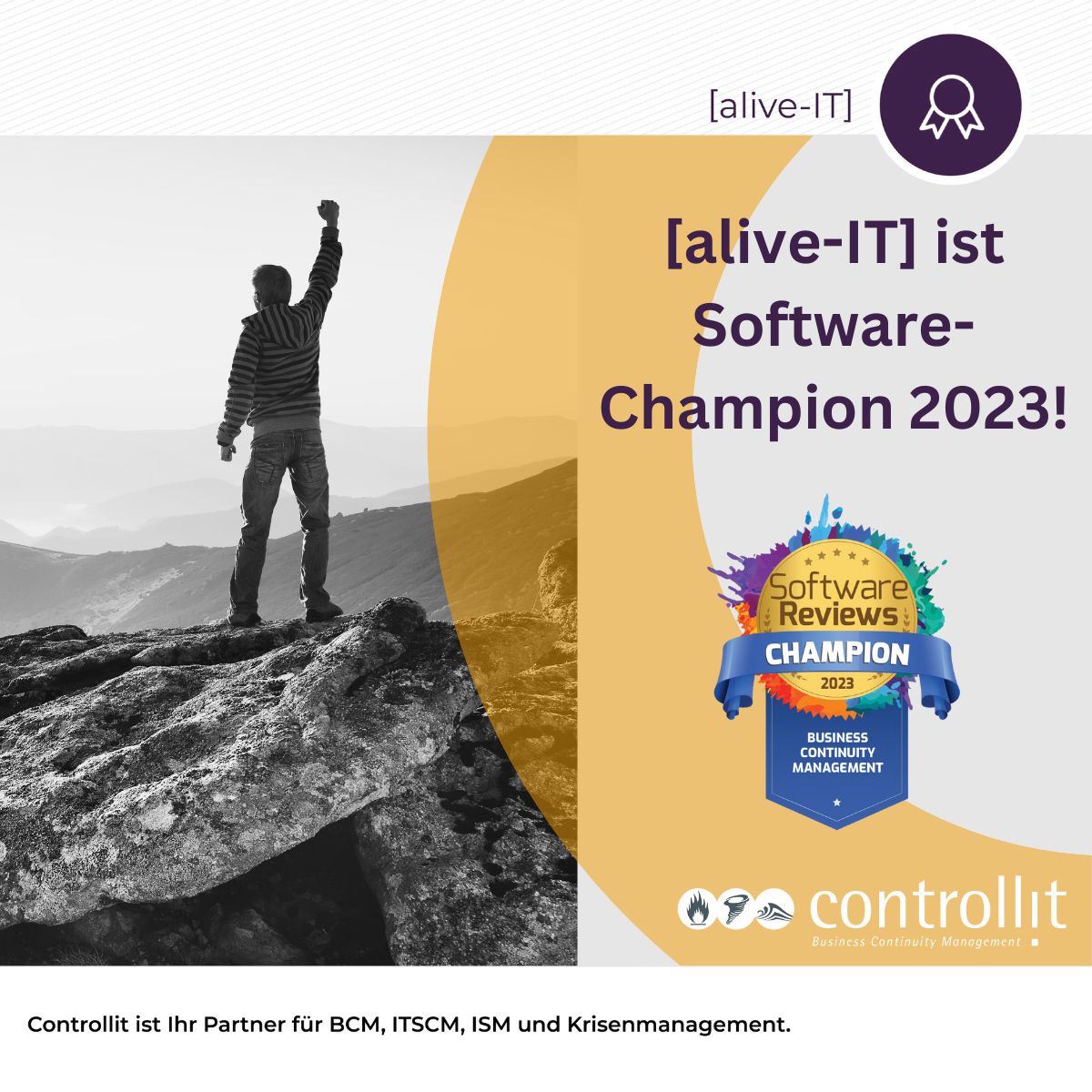 Unsere Software erhielt erneut eine Auszeichnung! 
Schau vorbei und erfahre mehr über [alive-IT] controll-it.de

#ControllitAG #aliveIT #BesteAuszeichnung #Hamburg #Beratung #ITSCM #Krisenmanagement #BCM #SoftwareReviews