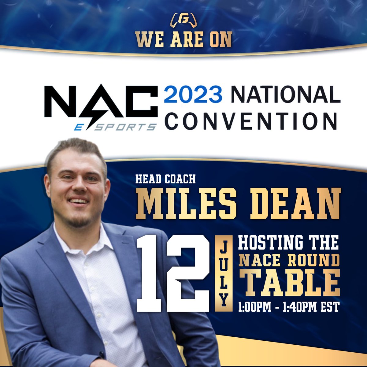 I am hosting a Round Table at @NACEsports Convention this Wednesday. Join the conversation as we have an interesting discussion helping build esports program on campus. Looking forward to seeing all my esports friends.

#esports #esportsindustry #collegiateesports #nace23