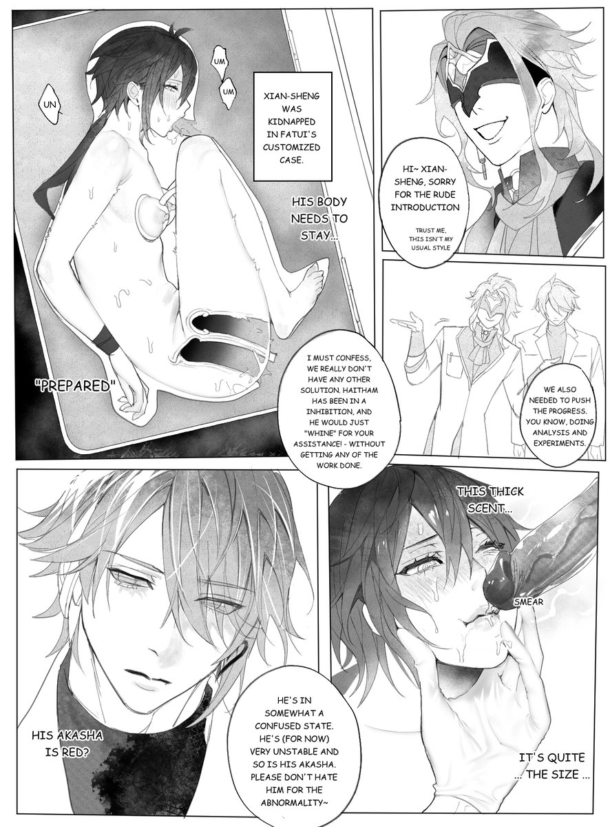 jullian_sama's tweet photo. Finished Doujin released soon. You can get the pdf on my Gumroad!
Characters: Zhongli x Haitham, Dottore
Tags: #AllZhong, NTR (no couple), Dottore is an insane (scientist) virgin, Haitham is controled by Akasha (half way), Zhongli is a "human-loving" God (he adores the creations) https://t.co/kXiR66N6Ip