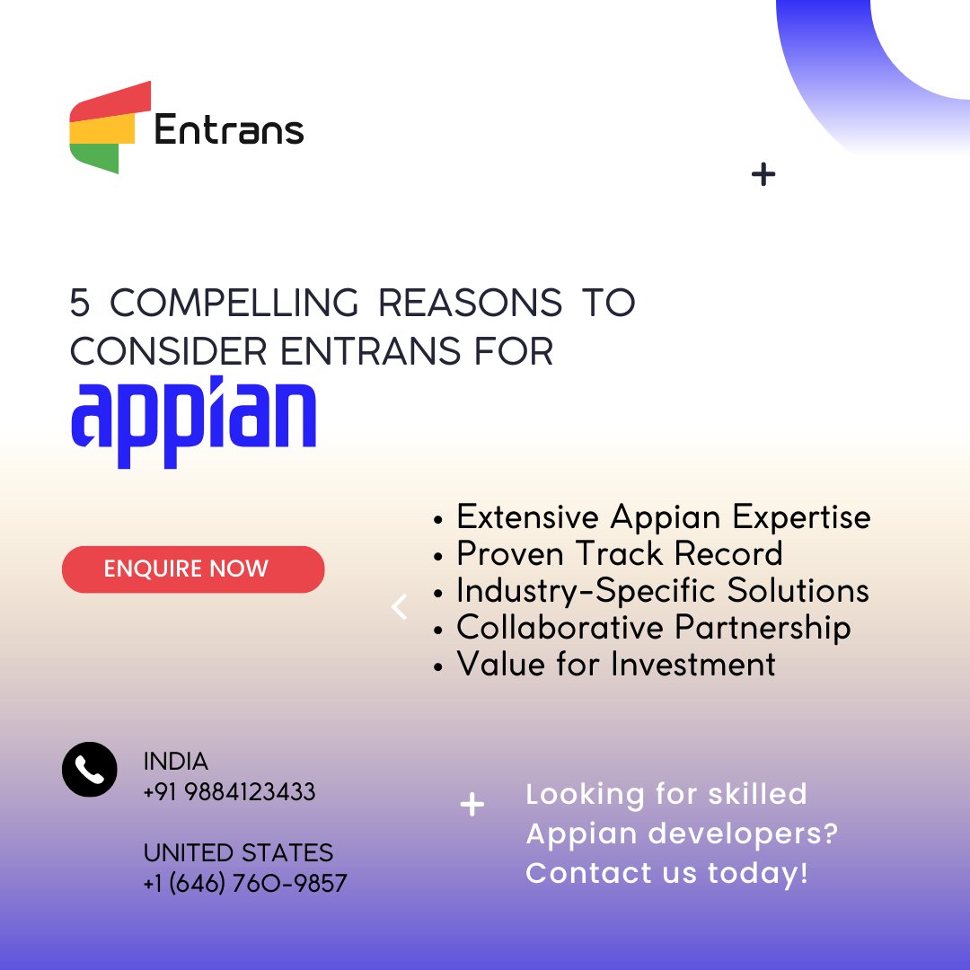 entranstech's tweet image. With Entrans, you can accelerate your digital transformation journey and unlock the full potential of the Appian platform.

entrans.io

#Entrans #AppianDevelopment #DigitalTransformation #lowcodedevelopment #appiandeveloper #appian #nocode #lowcodenocode
