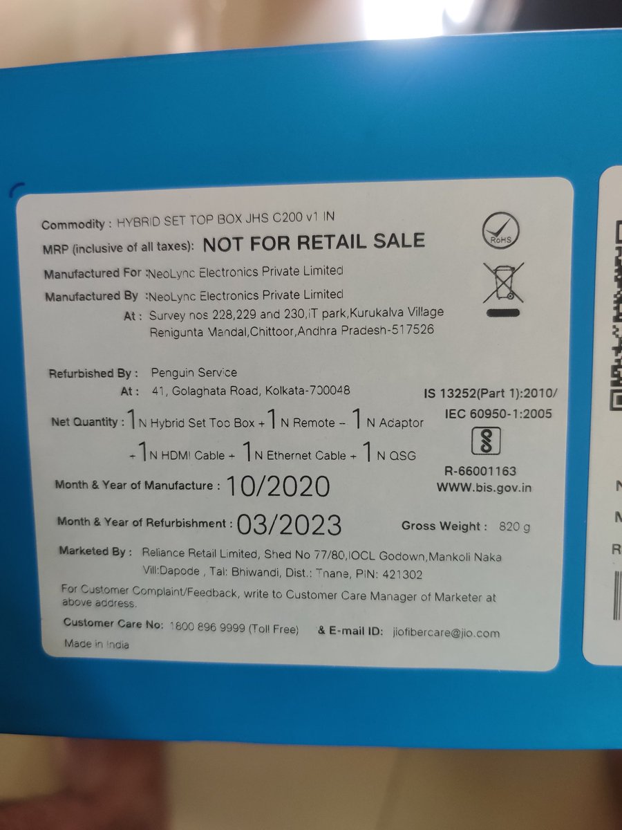 wakeupani's tweet photo. I ordered jio STB on Saturday.. Sunday they are giving a faulty set top box to the customer. And since 3 days passed still they did not replace yet.. Shame on you @reliancejio @JioCare @JioCinema https://t.co/TQPMrF0JV3