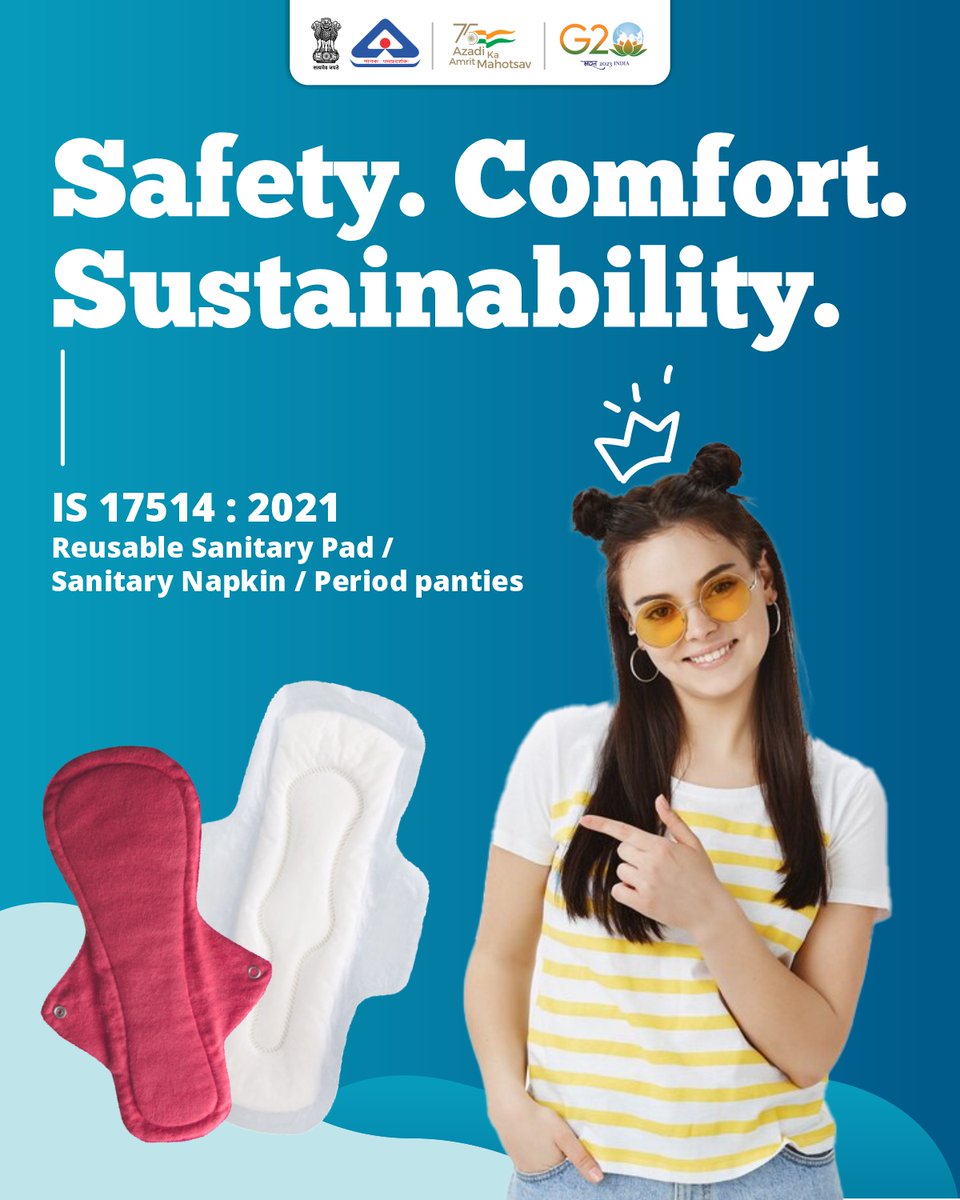 IndianStandards's tweet photo. A caring step towards safe periods.
Reusable sanitary pad/sanitary napkin/period panties are hygiene products that are worn by menstruators (children and adults) to absorb blood and other fluids during menstrual periods.
#Safety #Sustainability #BIS #ZeroWastePeriod https://t.co/laIp705z0T