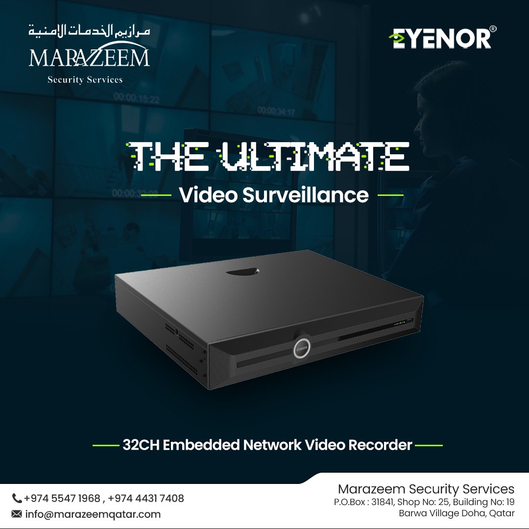 The ultimate solution for video surveillance - Unlock unparalleled security with the 32CH Embedded Network Video Recorder. 

Contact #Marazeem to strengthen your surveillance system today +97455471968

#video #cctv #surveillance #dvr  #nordencommunication #doha #Qatar
