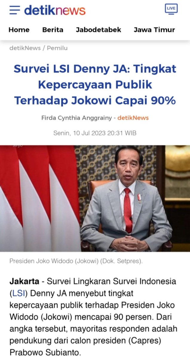 Siapa saja Presiden di Dunia ini yg diakhir jabatannya meraih kepercayaan publik hingga 90%
Selain presiden Jokowi ?
Sungguh Indonesia bangga dan beruntung pernah punya Presiden
Pekerja keras dan berhati mulia