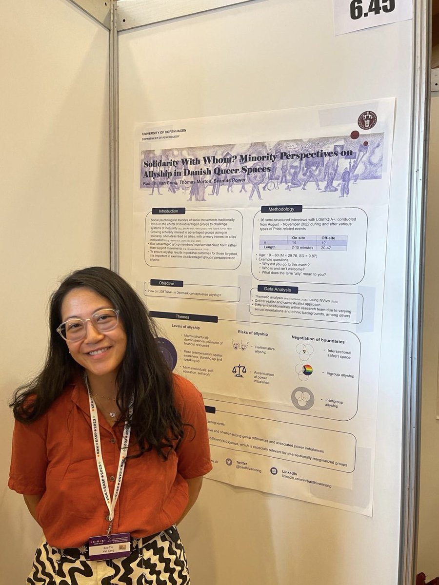 Thank you to everyone who stepped by my poster at @easp2023krk to learn more about our research on conceptualizations of allyship in #lgbtqia+ communities in Denmark. I hope to have brought across that we cannot talk about #allyship without talking about #intersectionality.