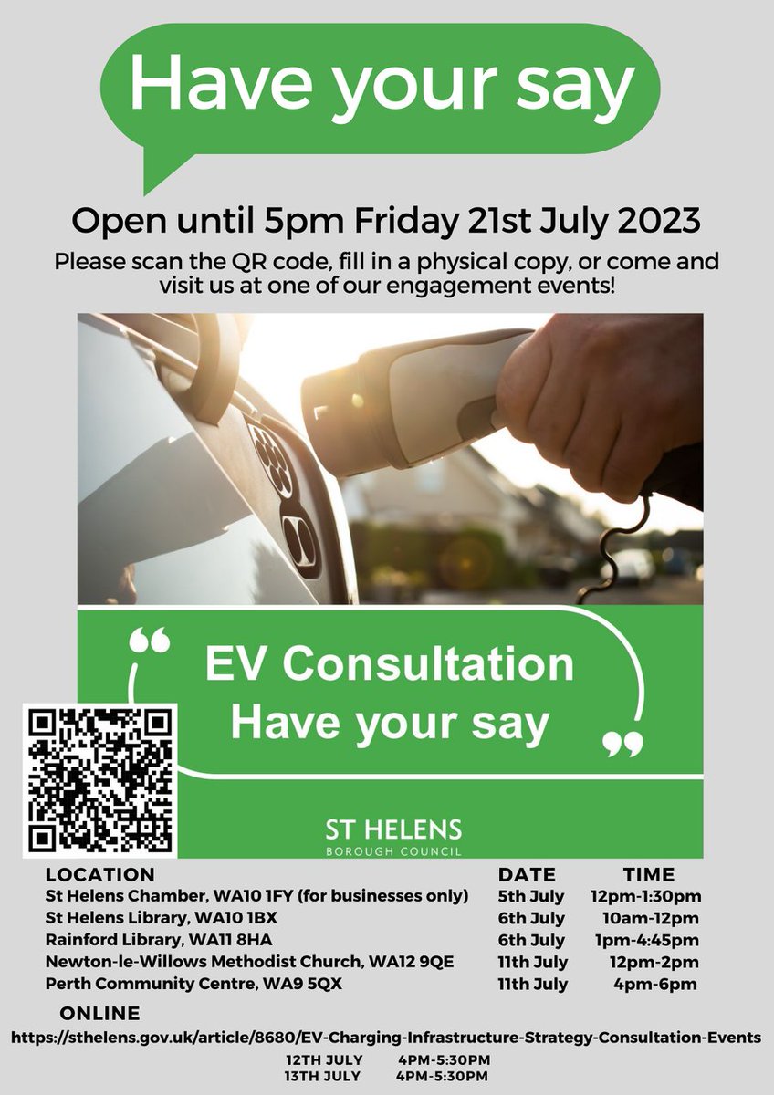 perthccthatto's tweet photo. @sthelenscouncil EV Consultation being held at The Perth Community Centre today (Tuesday 11th July) from 4 until 6pm. 
https://t.co/WYBbjwwQT1 https://t.co/1HfrjjLSIu