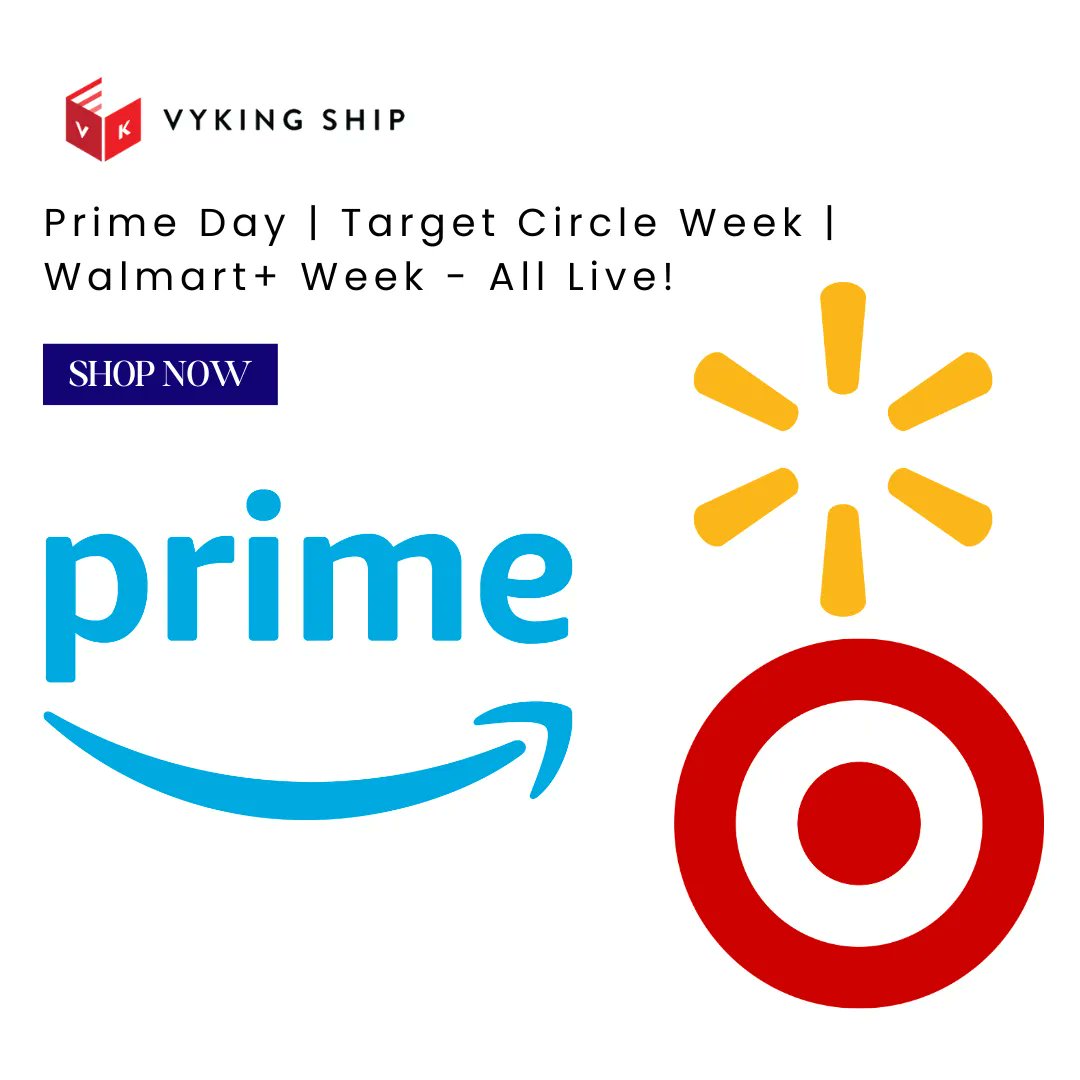 VykingShip's tweet photo. Three shopping events are live! 
1️⃣ Prime Day
2️⃣ Target Circle
3️⃣  Walmart+

Take advantage of our 180 day free storage &amp; consolidation services to save up to 80% when you get everything combined into a single package #PrimeDay2023 #TargetCircleWeek #WalmartWeek https://t.co/o0kIekrTcR