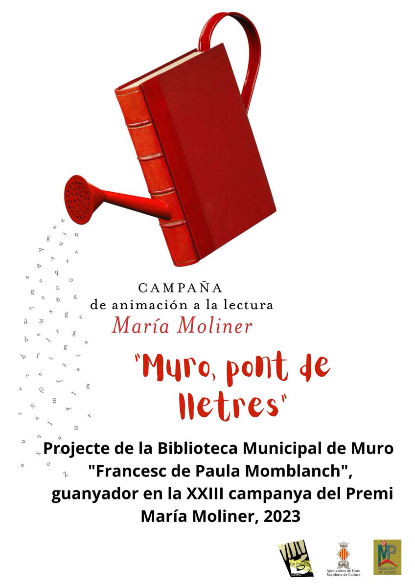 labibliomuro's tweet photo. Un any més, la Biblio ha guanyat el Premi María Moliner. El premi és fruit del treball de la societat murera: usuaris, Consell Lector, centres educatius, Clubs de Lectura... Perquè sense vosaltres la nostra Biblio no tindria sentit. Gràcies per estar i enhorabona a tots! https://t.co/r7Vth8wrTq