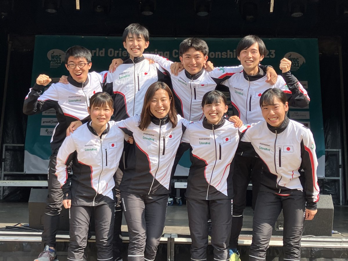 TeamOJapan's tweet photo. WOC2023日本代表選手の紹介です🎌
（左から順に）

伊藤 元春（京葉OLクラブ）
小牧 弘季（アークコミュニケーションズ）
永山 遼真（筑波大学院/ときわ走林会）
伊藤 樹（設楽町）

樋口 佳那（筑波大学）
稲毛 日菜子（練馬OLC）
阿部 悠（ES関東C）
山崎 葵（筑波大学） https://t.co/zFhnrimPJR