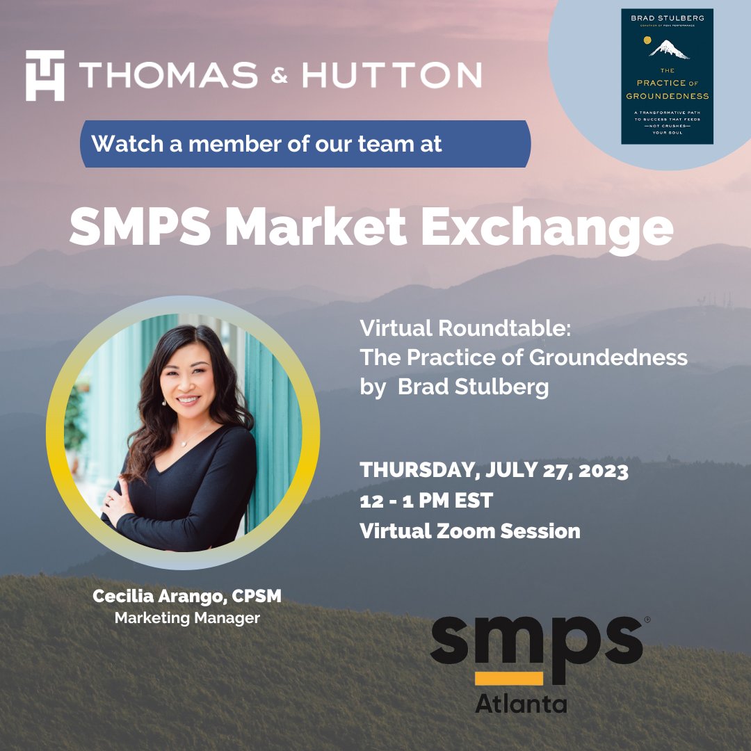 T&amp;H Marketing Manager Cecilia Arango joins fellow industry leaders in moderating a Virtual Round Table on The Practice of Groundedness for <a href="/SMPSAtlanta/">SMPS Atlanta</a>'s quarterly Market Exchange on July 27th. For more info - smpsatl.org/meetinginfo.ph…

#Groundedness #SMPS#SMPSAtlanta  <a href="/SMPSHQ/">SMPS</a>