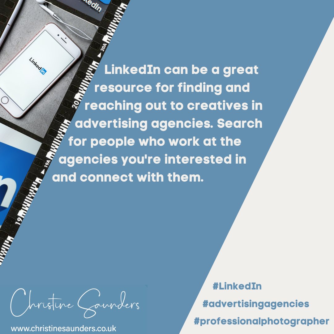 When using LinkedIn search for the agencies and creatives you want to work with and connect with them – then start building those relationships.

#photography #coach #advertisingtips #advertisingagencies #professionalphotographer #LinkedIn