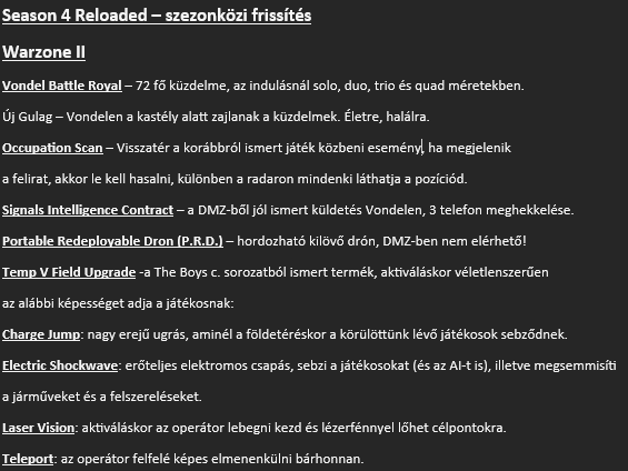 HUNCallofDuty's tweet photo. #ModernWarfare2 és #Warzone2 Season 04 szezonközi frissítés érkezik a holnapi napon 19:00-kor. Az alábbi újítások lesznek benne. https://t.co/SJpRTzRgA1
