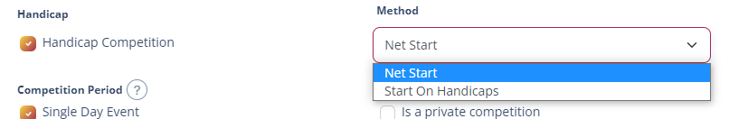 RackEmApp's tweet image. We've improved our handicap functionality! You can now choose to apply handicaps in 2 different ways. Either calculating the net start, or starting on the set handicaps.
