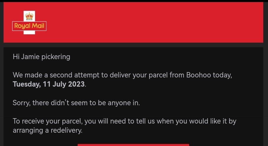 JamieP158's tweet photo. @RoyalMail what's the point in offering options for packages to be left in a safe place?? They NEVER get followed. https://t.co/Ttzt6m90To