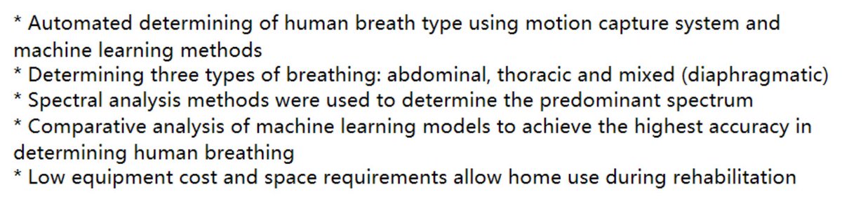 Algorithms_MDPI's tweet image. Welcome to read the paper "Method for Determining the Dominant Type of Human Breathing Using Motion Capture and Machine Learning" 

mdpi.com/1999-4893/16/5… via @ComSciMath_Mdpi

#spectralanalysis #MachineLearning