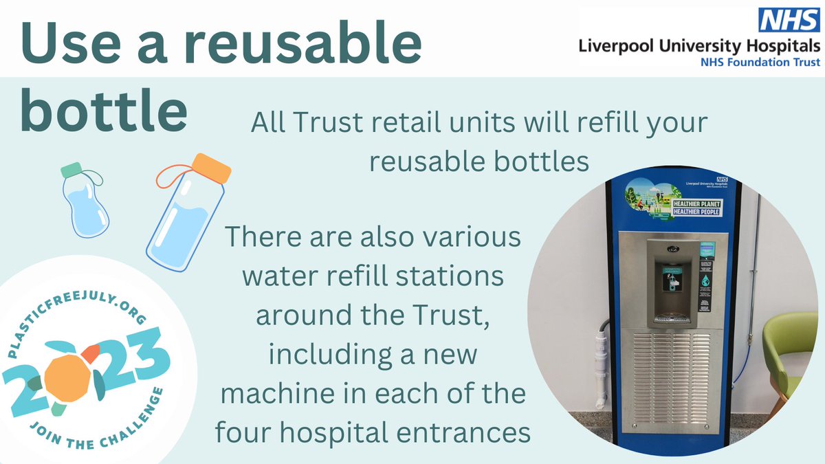 GreenerLUHFT's tweet image. In the UK 7.7 BILLION plastic water bottles are used each year. Swap to a reusable bottle to save plastic and money! 💧

#NWGreenerNHS #PlasticFreeJuly #SmallStepsBigDifference