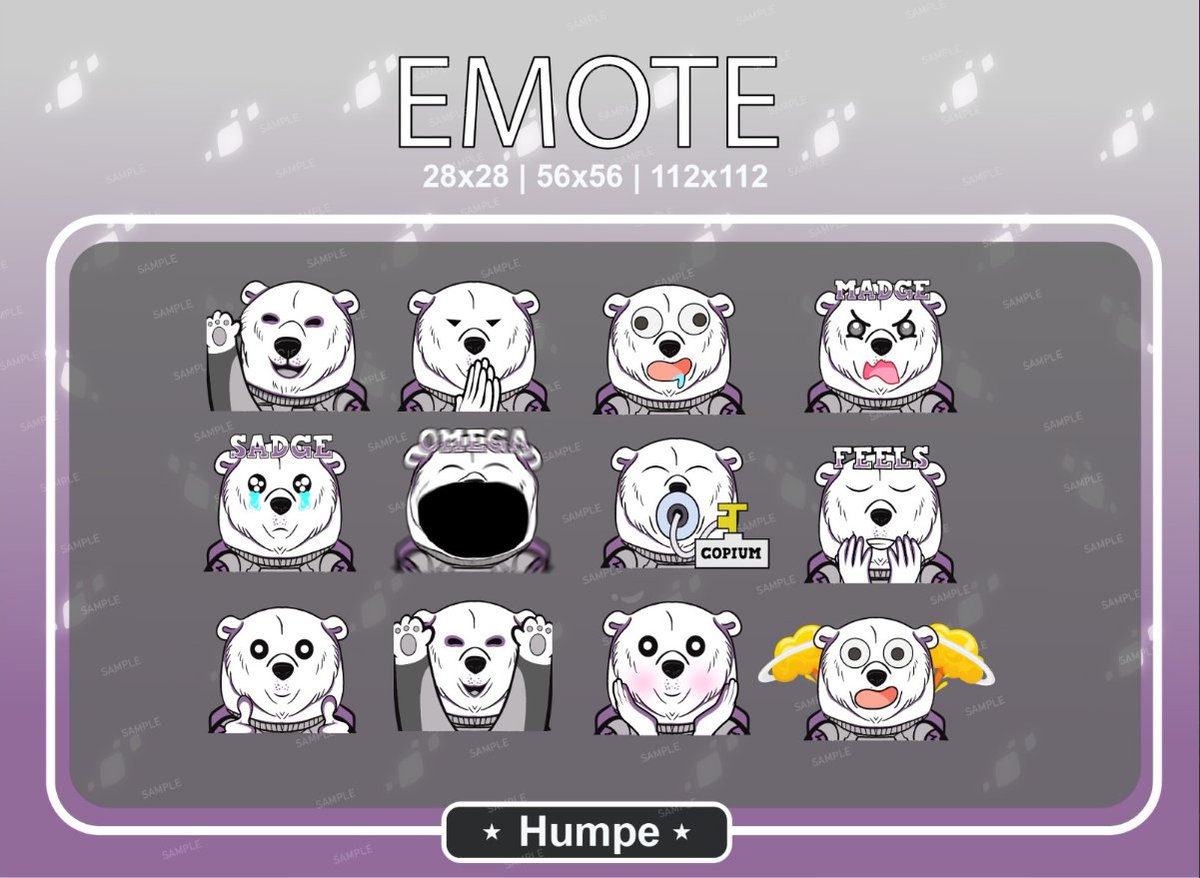 HumpeTV's tweet image. If i'll ever get my thumb out of my ass and start to stream again soon enough i wanna share the emotes that i will be using. Want to give a shout out to @TomBanton14 for creating these for me.

Highly recommend if you wanna get some custom made emotes or banners etc.