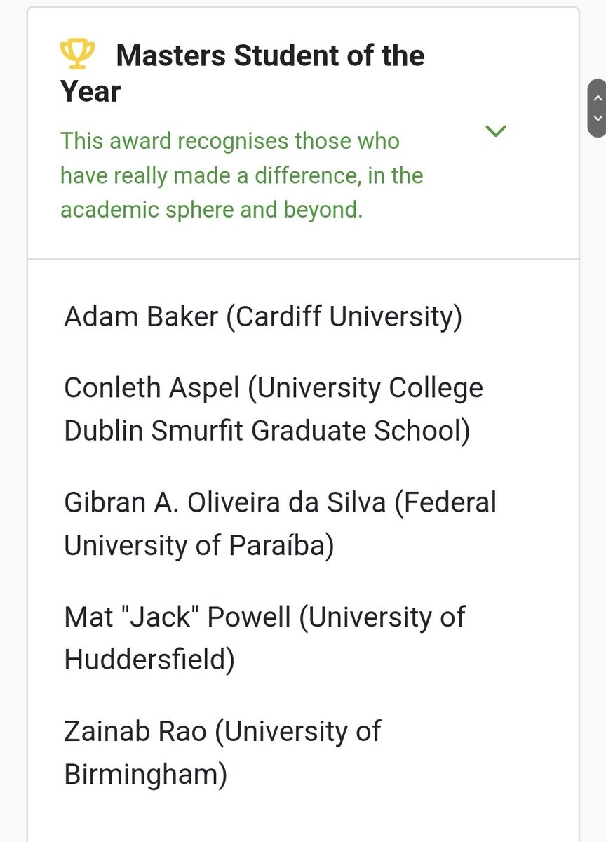 So....I'm delighted to announce that I've been shortlisted for Masters Student of the Year by @FindAMasters 🥰 #PostgradAwards